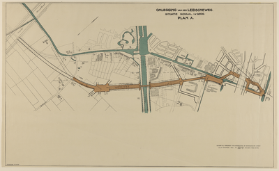 217373 Plattegrond van de om te leggen Leidseweg en omgeving te Utrecht.N.B. Het plan is in feite een voorloper voor de ...